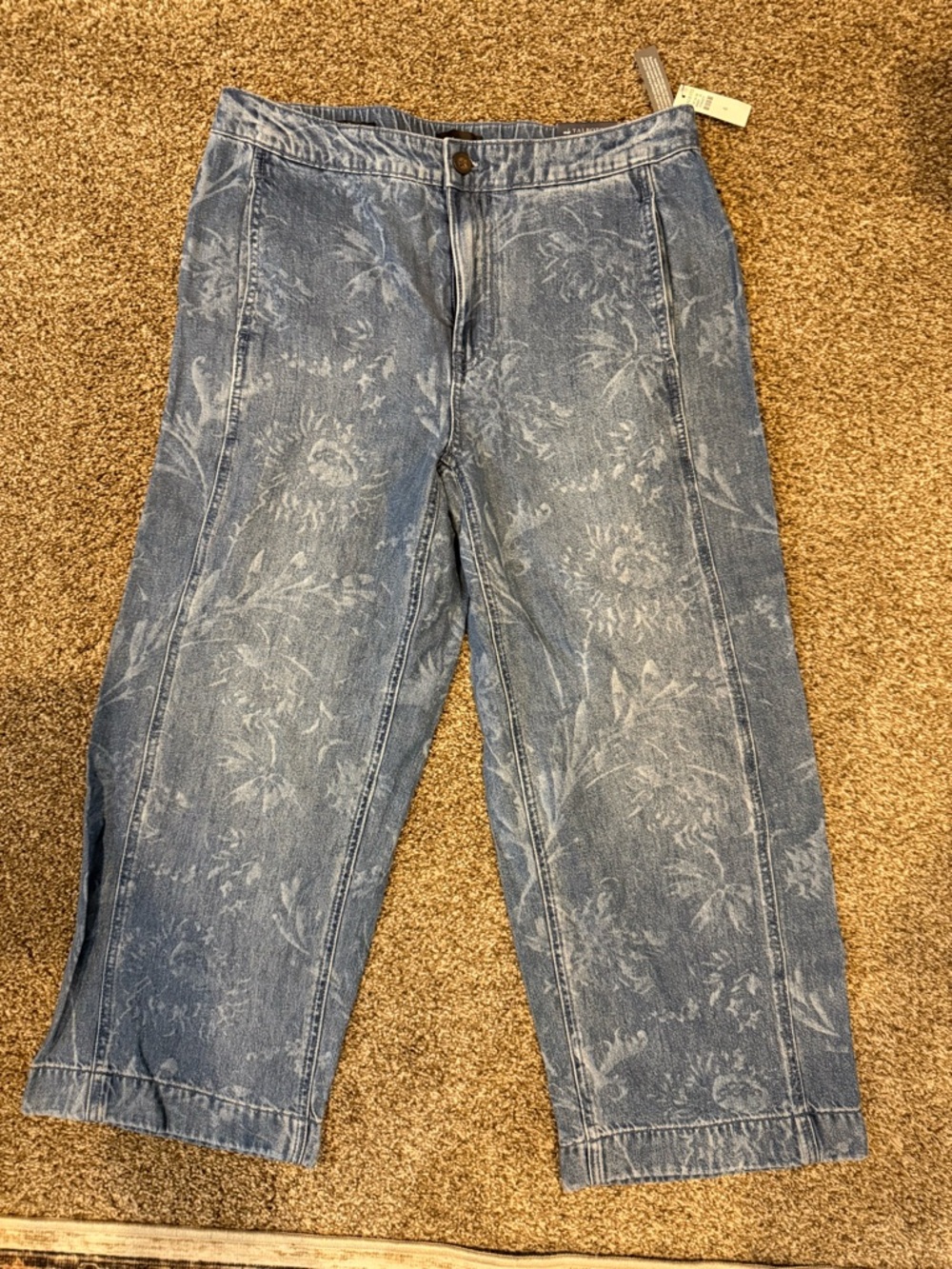 Talbots Blue Acid-Wash Denim wide leg Cropped Pants